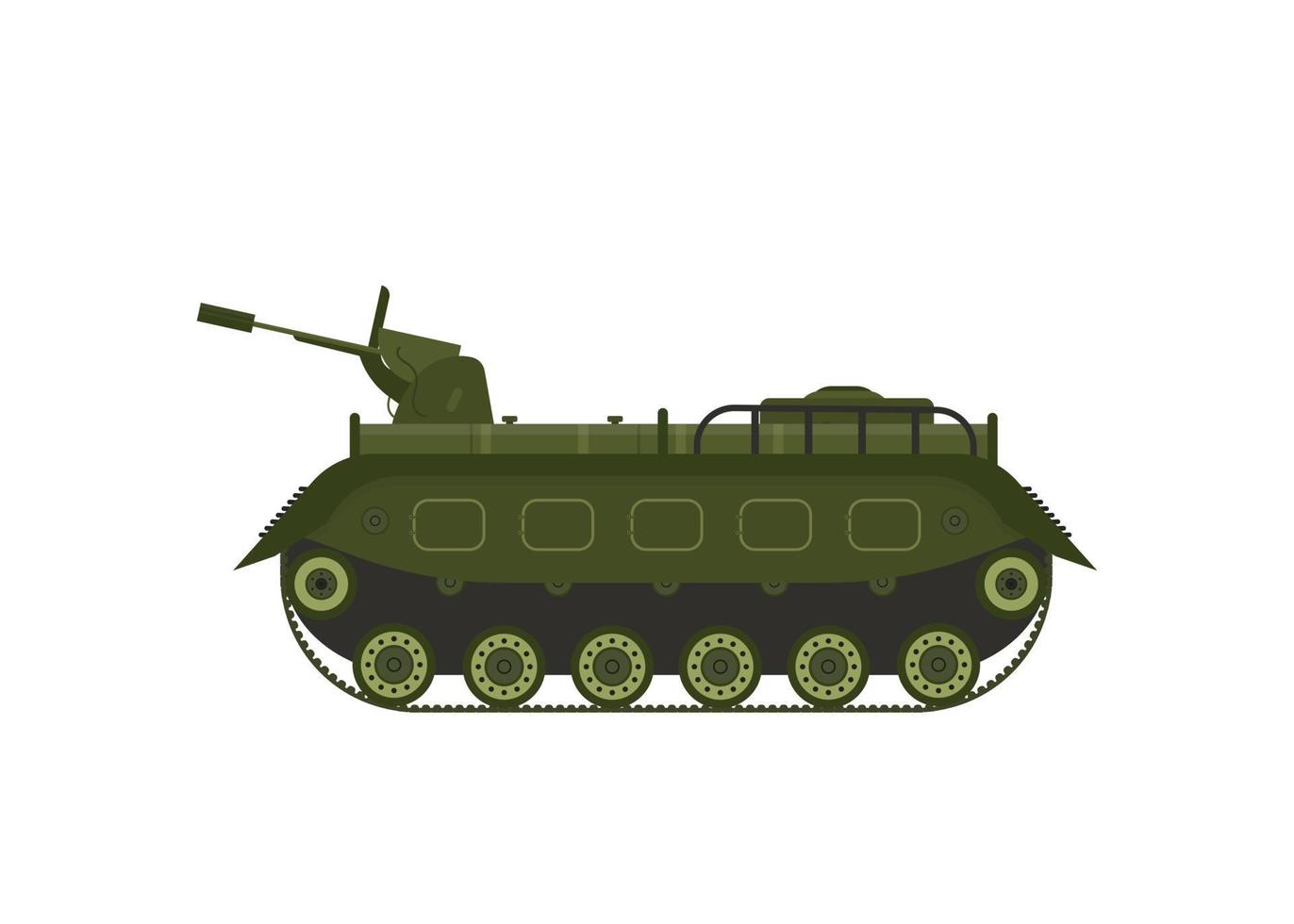 grüner Militärpanzer, schwere Spezialmaschinen, gepanzertes Kampffahrzeug, Kriegstransport vektor