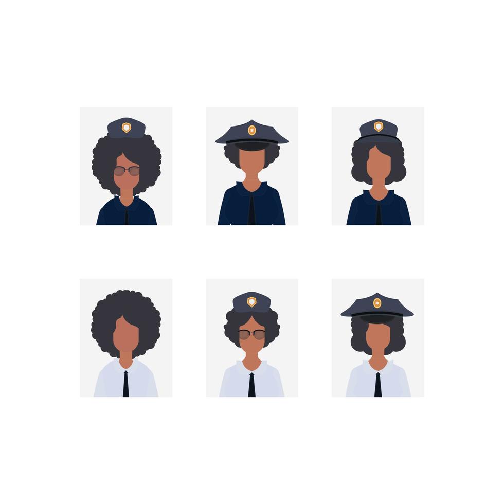 Ikonen der jungen Offiziere, professionelle militärische weibliche Charaktervektorillustration vektor
