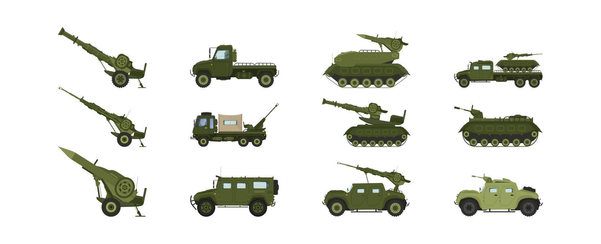 armerad militär fordon med tung tank systemet vektor uppsättning för din design projekt