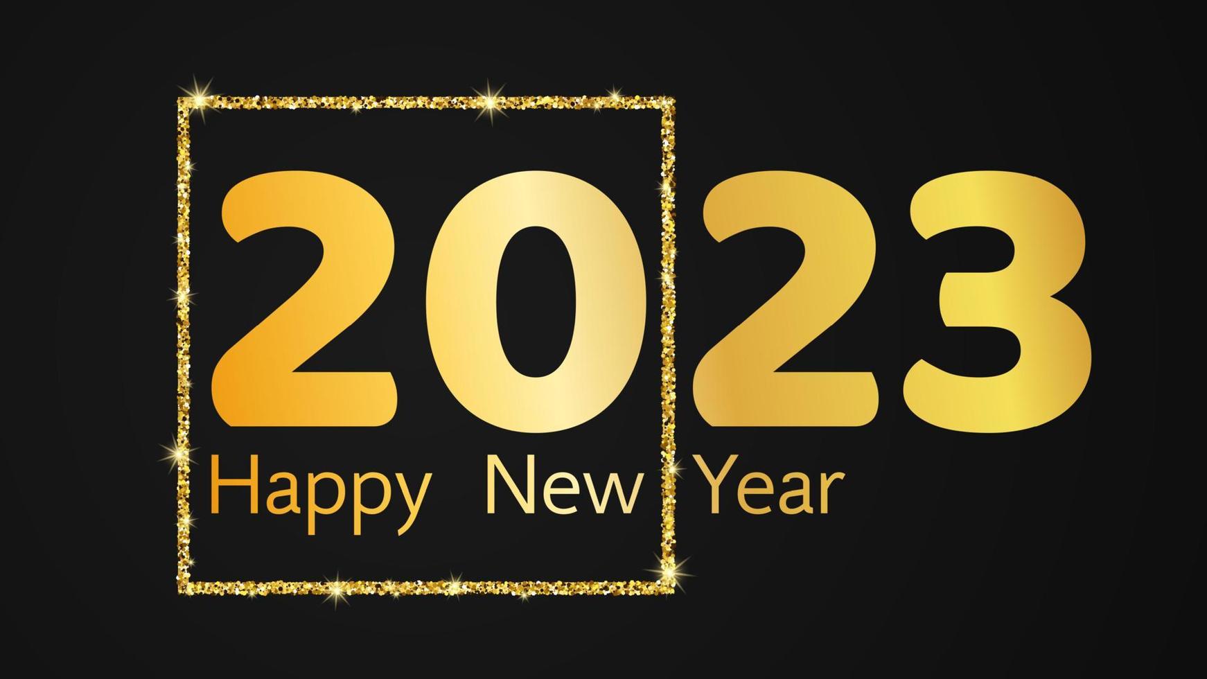2023 Lycklig ny år guld bakgrund vektor
