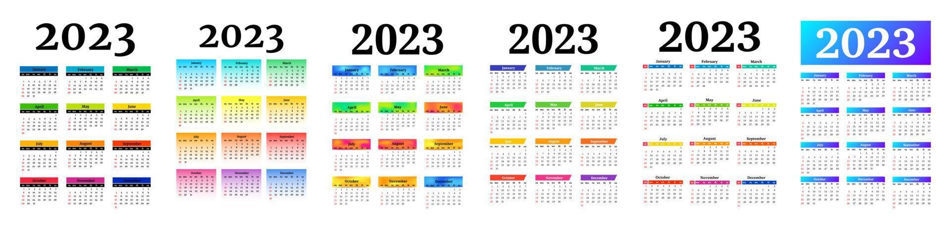 Kalender für 2023 isoliert auf weißem Hintergrund vektor