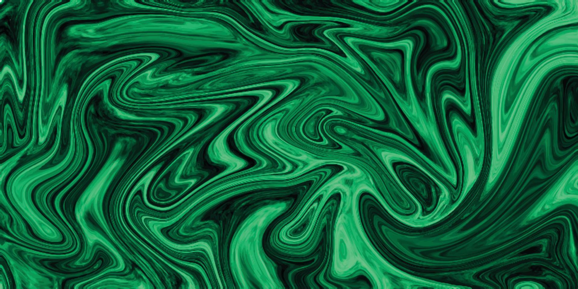 Design von grünen flüssigen Marmoroberflächen und Panorama-Texturhintergrund. luxuriöser bunter flüssiger Marmoroberflächenhintergrund, dunkelgrüne Farbe schöner flüssiger abstrakter Marmorölfarbenhintergrund, Vektor