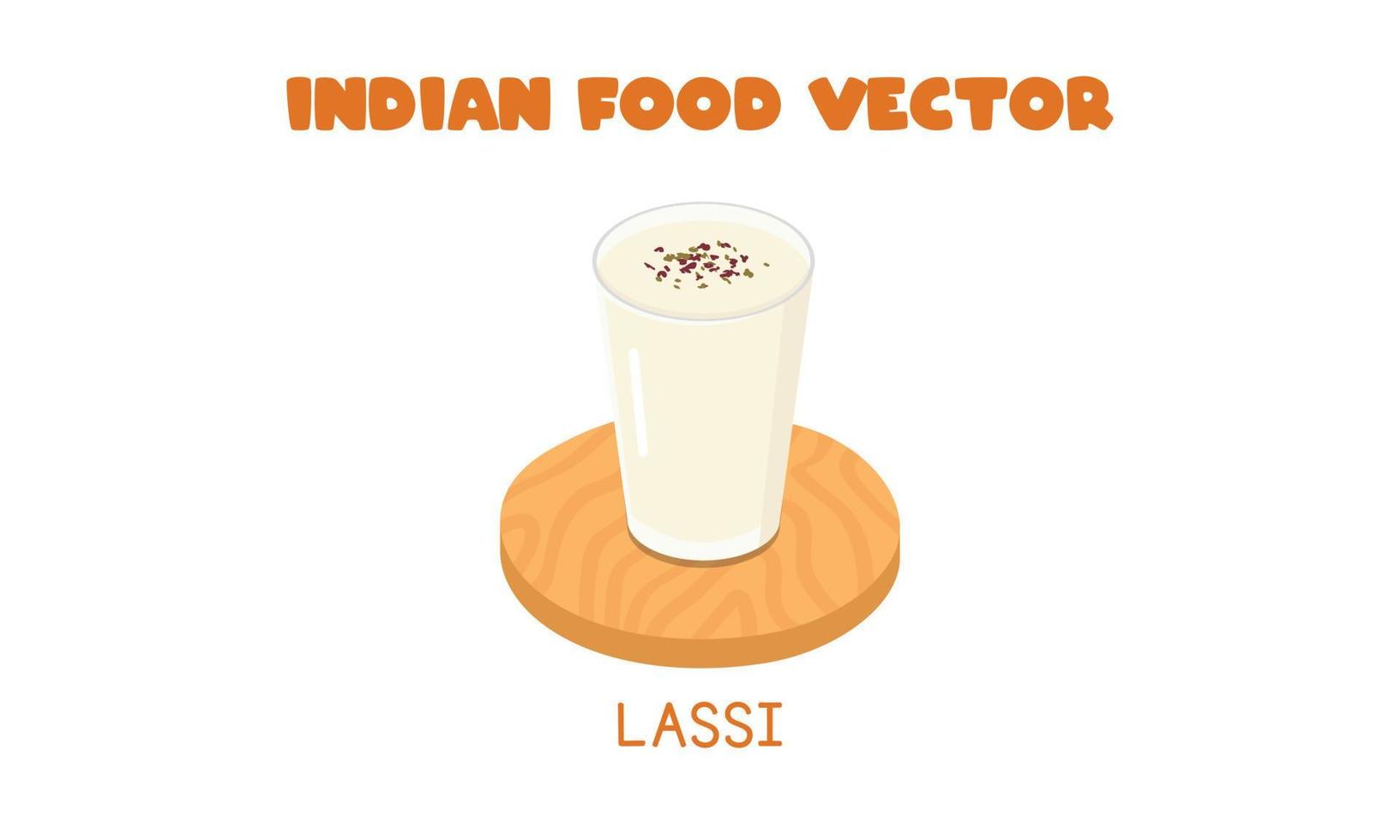 indisches lassi - indische traditionelle buttermilch mit joghurt und gewürzen flache vektorillustration lokalisiert auf weißem hintergrund. Lassi-Clipart-Cartoon. asiatisches Essen. indische Küche. Indisches Essen vektor