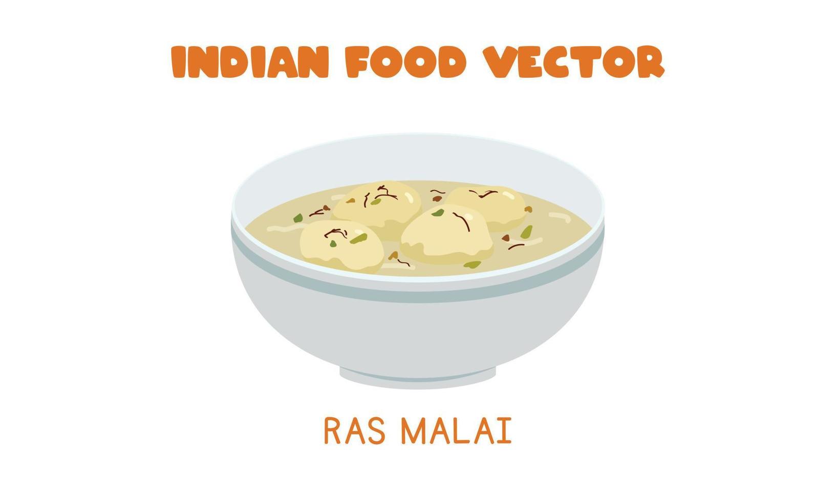 indisk ras malai eller rossomalai platt vektor illustration isolerat på vit bakgrund. ras malai ClipArt tecknad serie. asiatisk mat. indisk kök. indisk mat