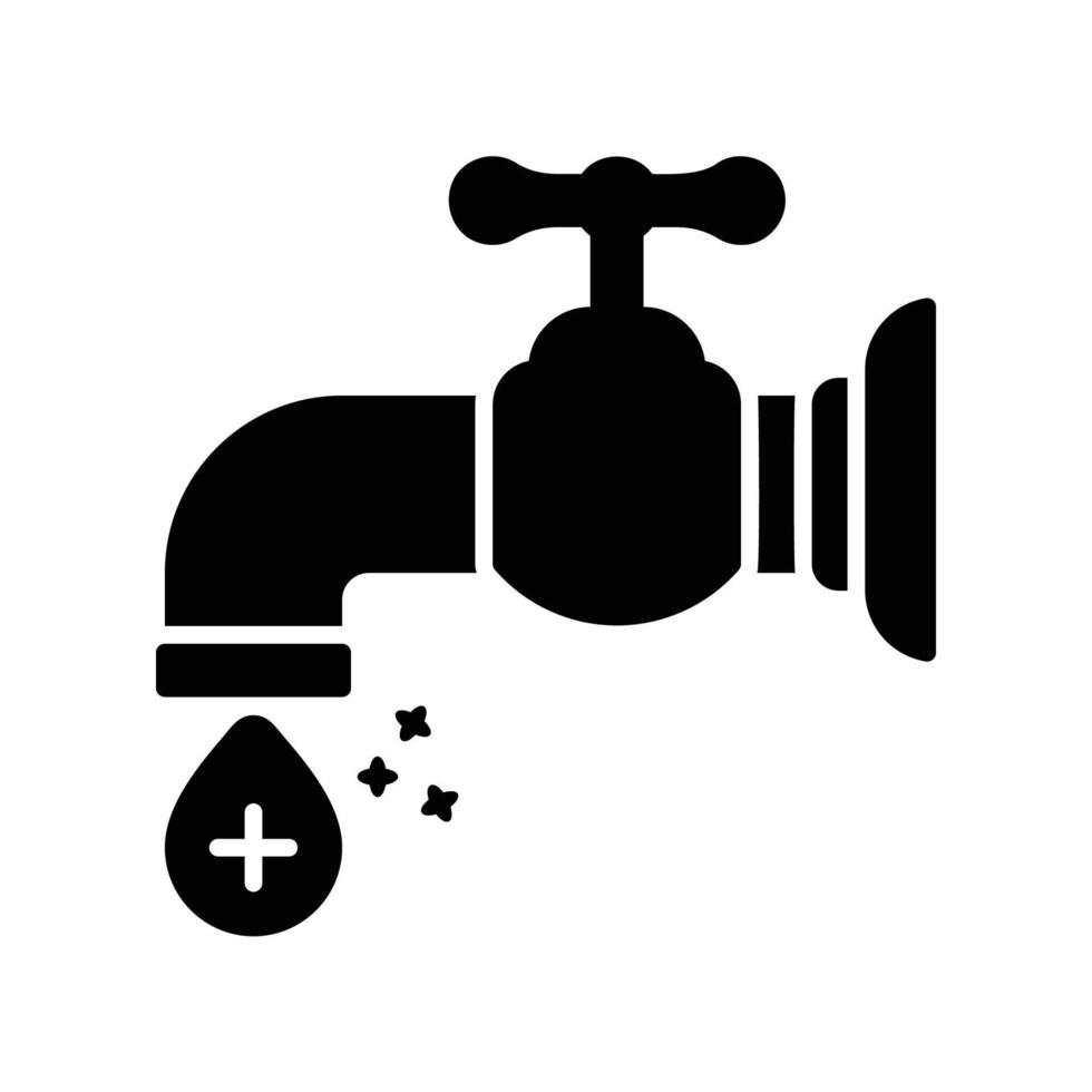 Wasserhahn-Symbol mit Tropfen, der sauberes und hygienisches Wasser zeigt vektor