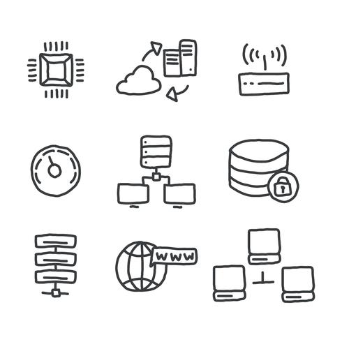 Gekritzelte Datenbank-Icons vektor