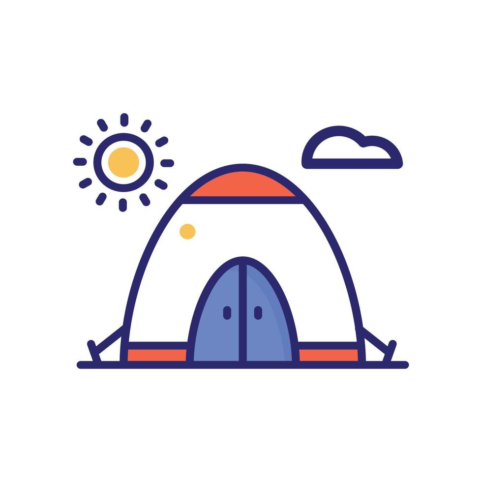 camping tält vektor platt ikon med bakgrund stil illustration. camping och utomhus- symbol eps 10 fil