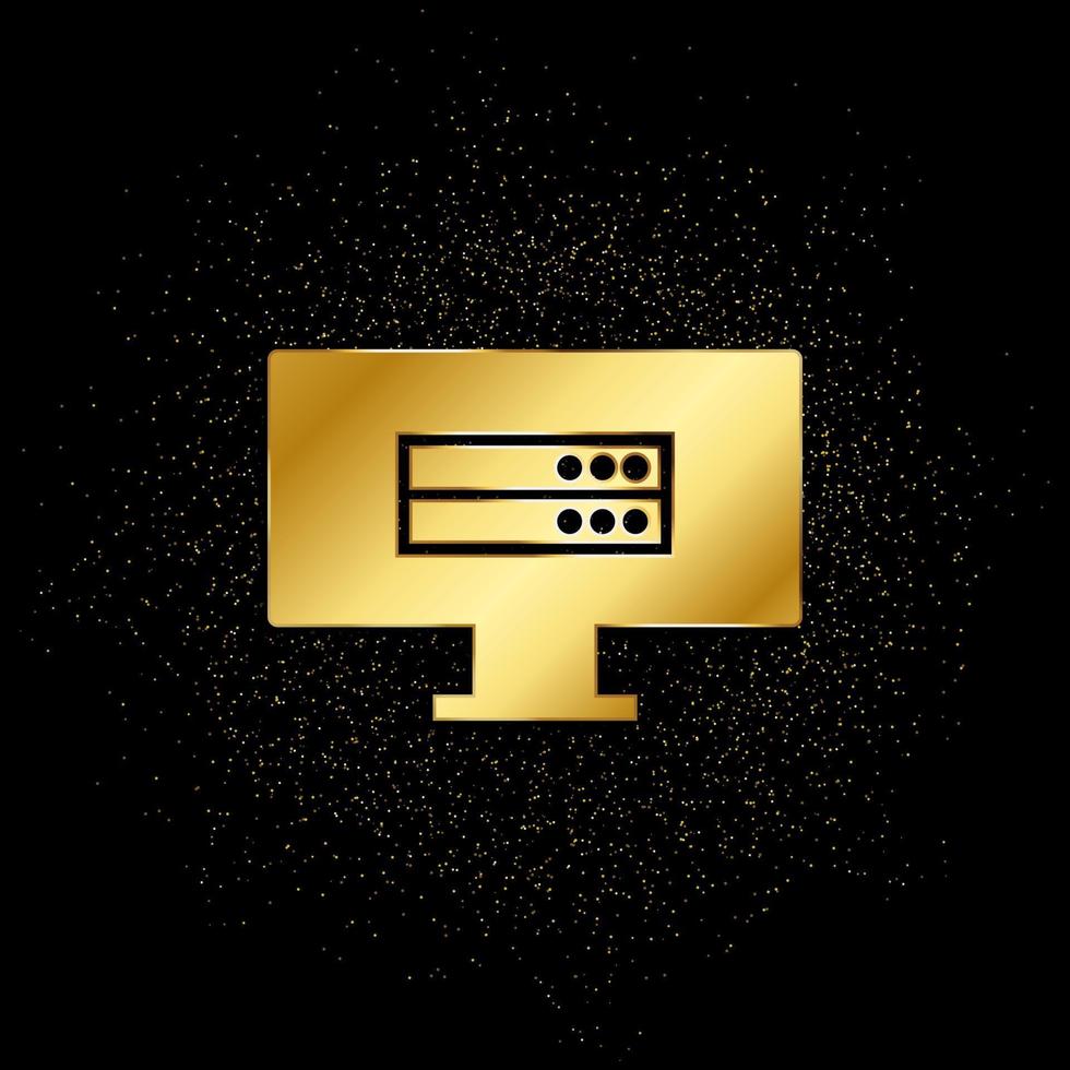 Datenbank, Server-Gold-Symbol. vektorillustration des goldenen partikelhintergrundes. vektor