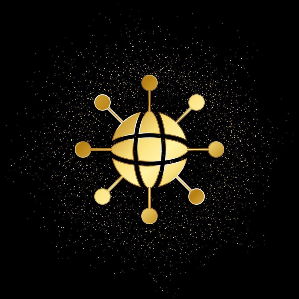 Datenbank, Server, Netzwerk-Gold-Symbol. vektorillustration des goldenen partikelhintergrundes. vektor