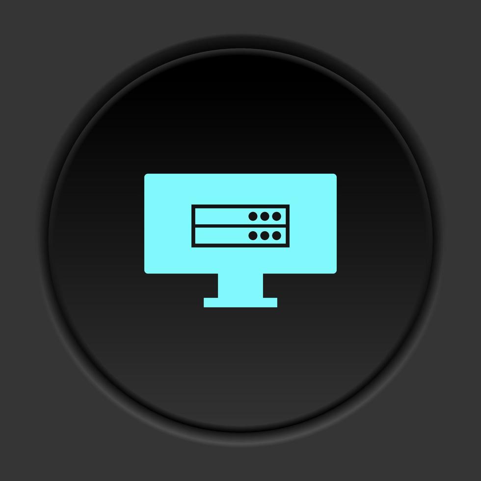 runda knapp ikon, databas, server. knapp baner runda, bricka gränssnitt för Ansökan illustration på mörk bakgrund vektor