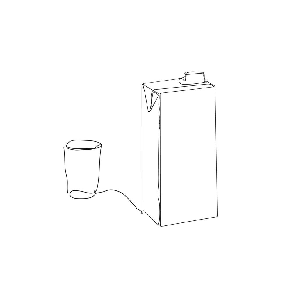 kontinuerlig linje teckning mjölk och glas illustration vektor