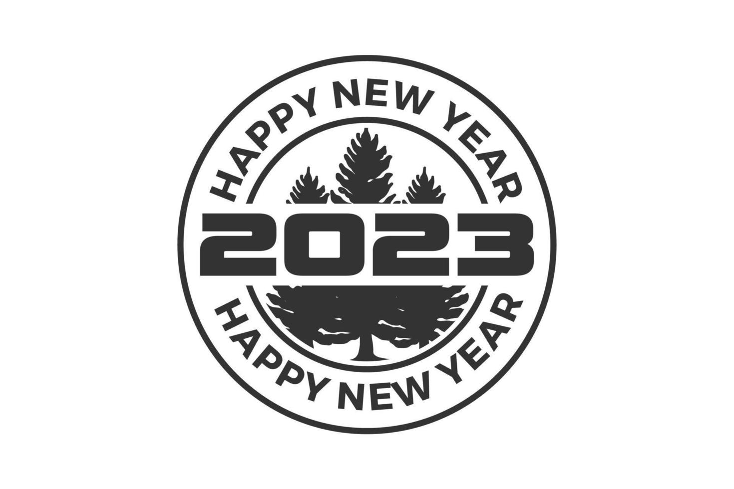 Lycklig ny år 2023 i en cirkel form. lämplig för hälsning, stämpel, inbjudningar, banderoller, eller bakgrund design av 2023. vektor design illustration.