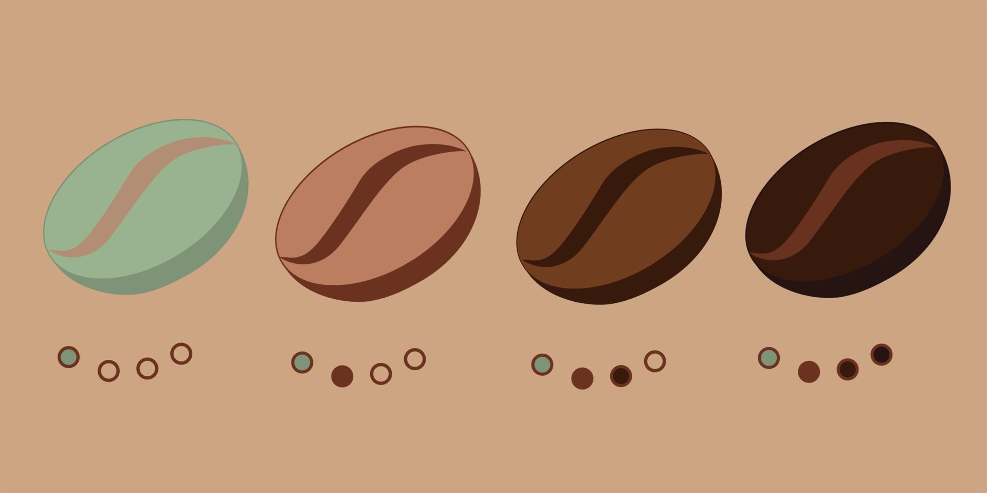 kaffeeröststufen-punktillustration für design vektor