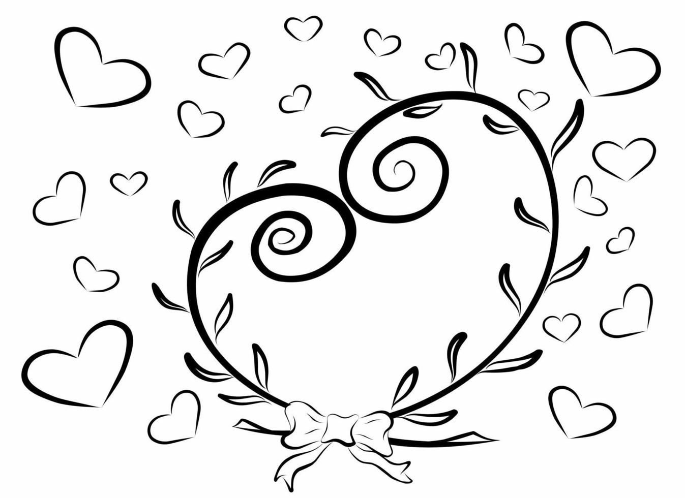 hjärtan valentine svart vektor illustration