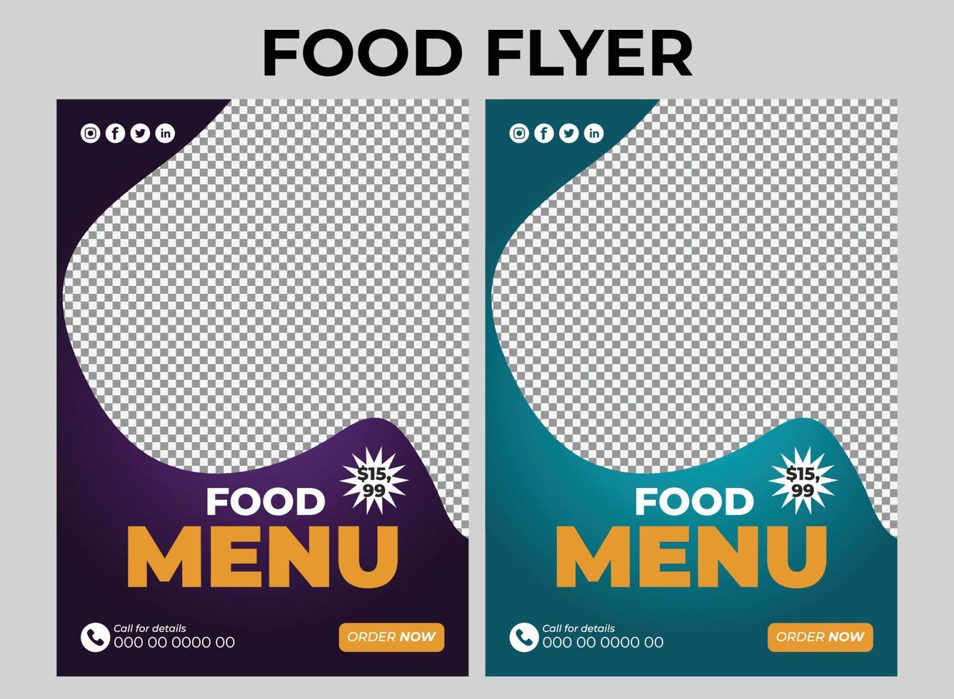 mat meny restauranger flygblad ad design vektor