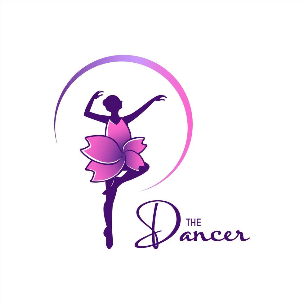feminin balett dansa logotyp design mall vektor