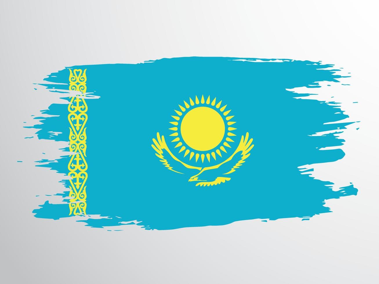 vektor flagga av kazakhstan dragen med en borsta