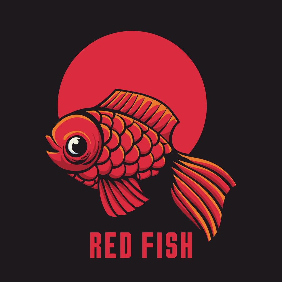 vektor röd fisk retro illustration