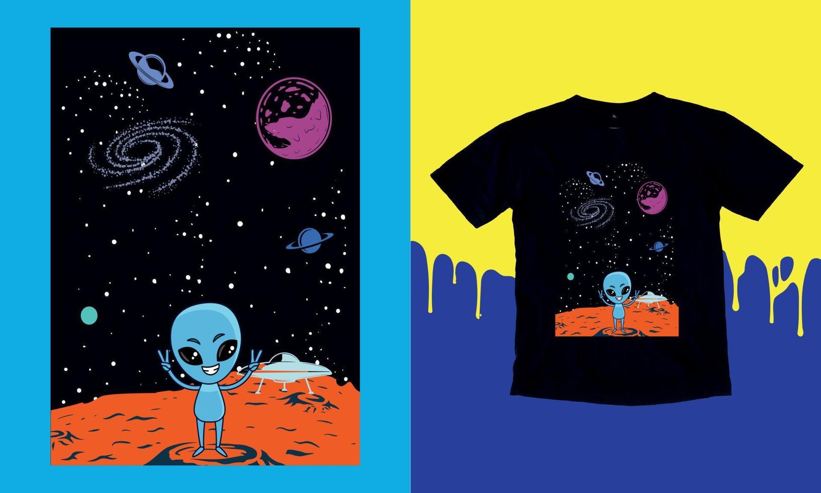 außerirdische moderne sammlung von sauren ufo-plakaten im stil von techno, rave-musik mit neon-3d-realistischen außerirdischen psychedelika. welt-ufo-tag. druck für kleidungssweatshirts und t-shirts isolierter hintergrund vektor