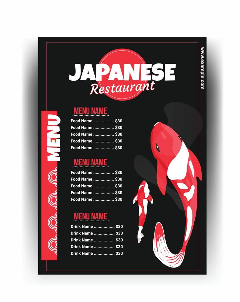 Menüvorlage für japanisches Essen im Restaurant vektor