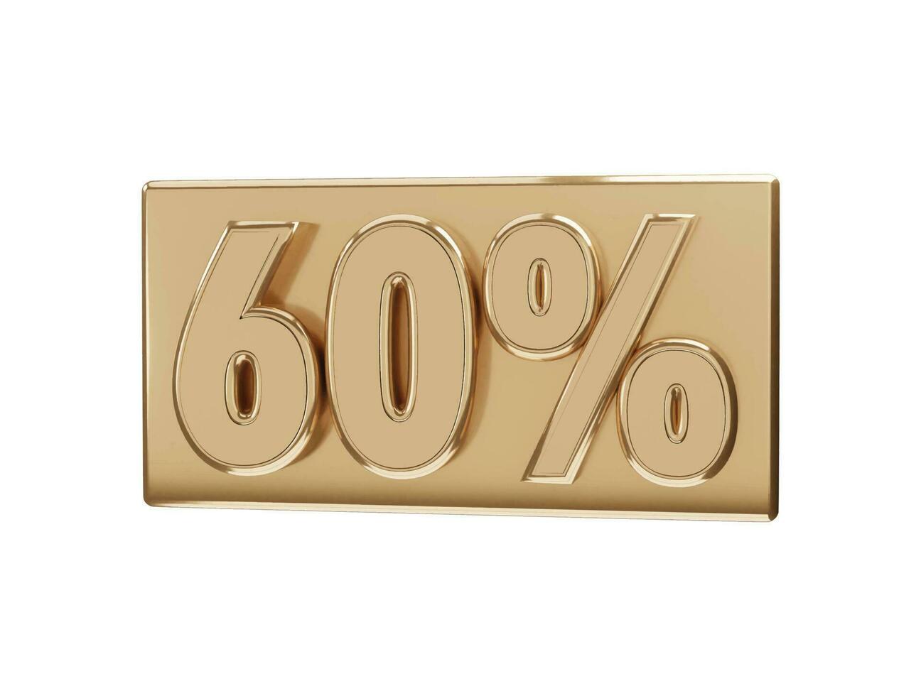 60 Prozent goldene Zahl mit 3D-Rendering vektor