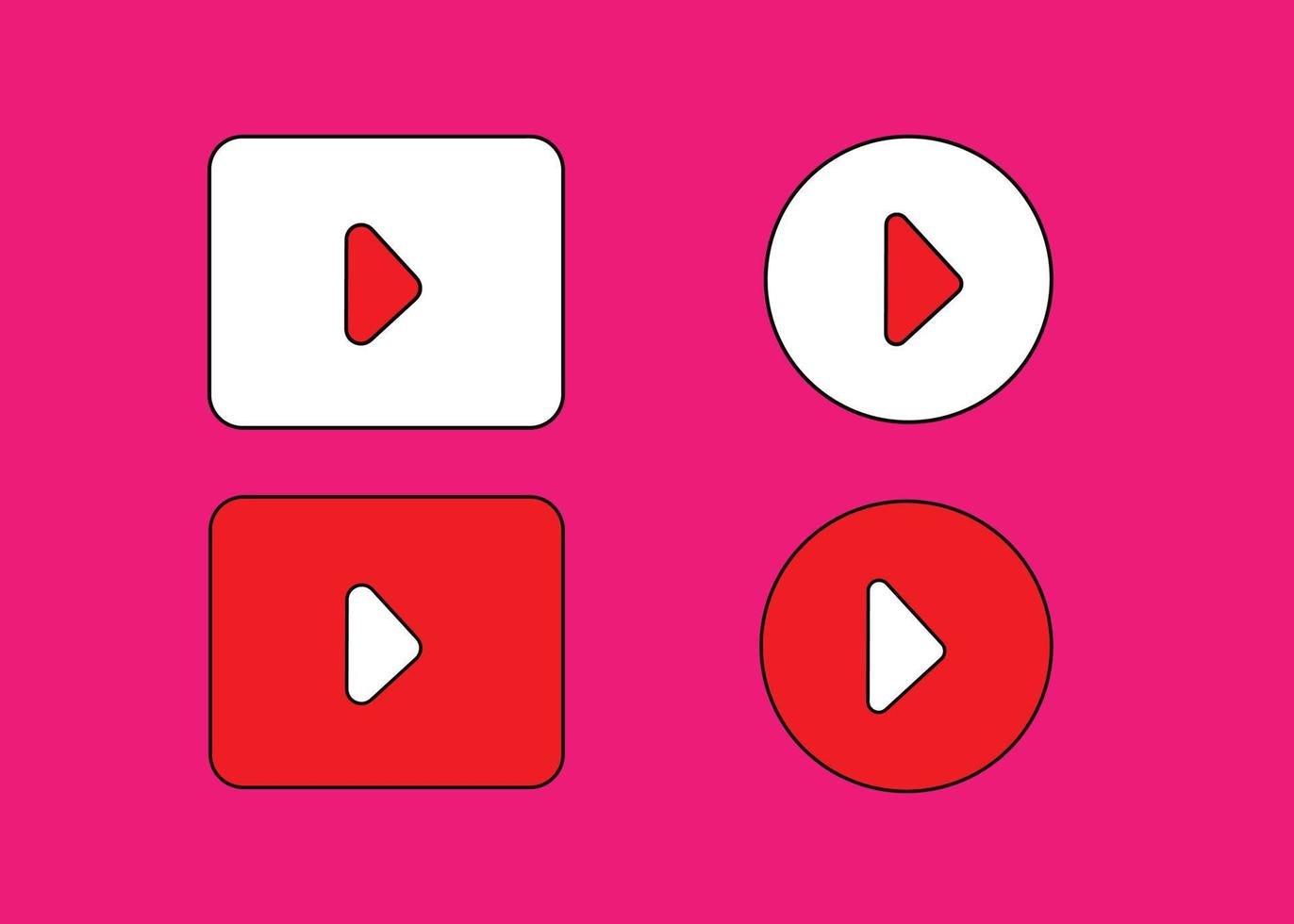 rote und weiße Play-Button-Vektorsymbole vektor