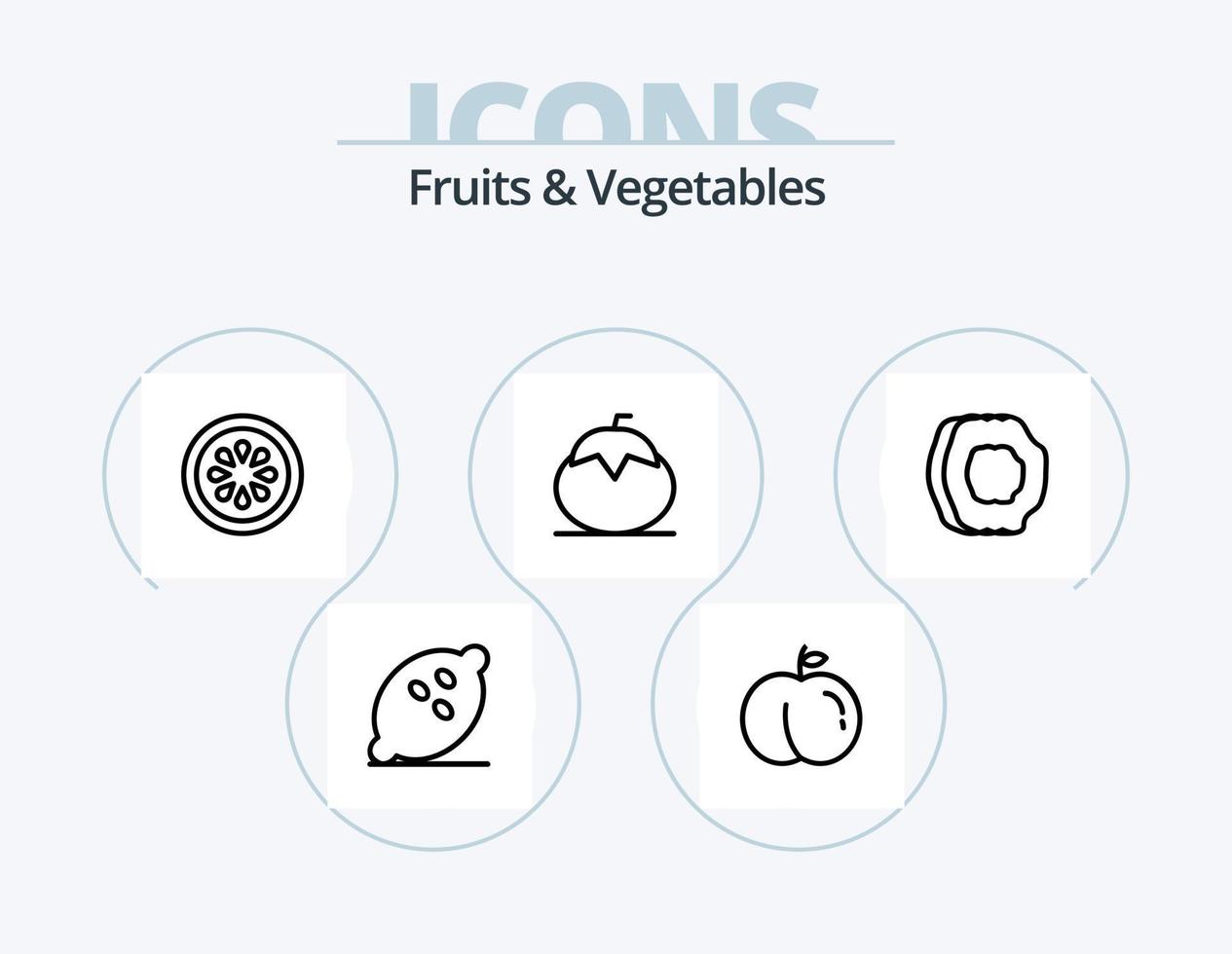 Obst und Gemüse Linie Icon Pack 5 Icon Design. . Öl. Sperlingsgras. Obst. Gemüse vektor