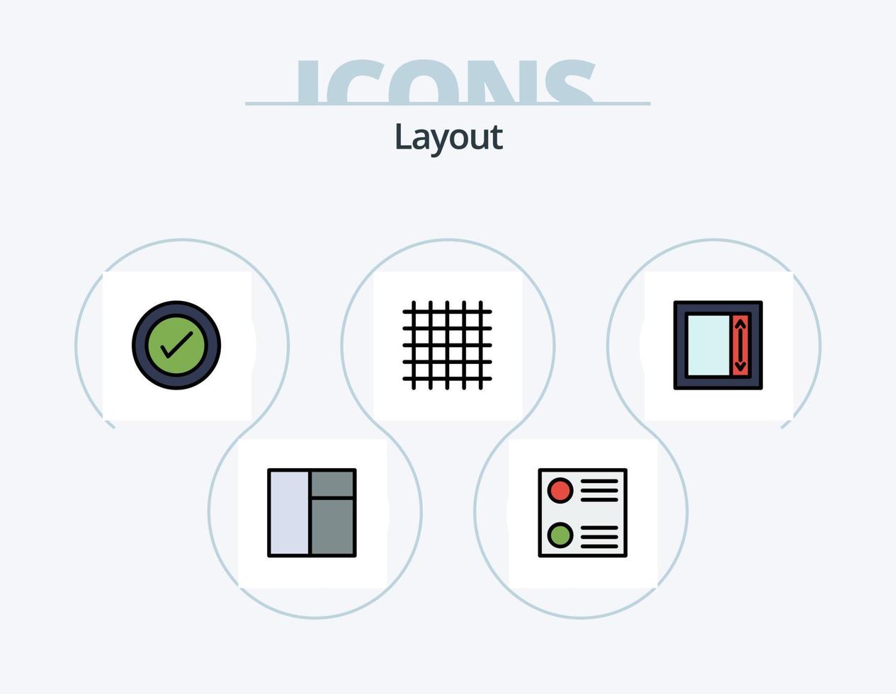 Layoutlinie gefüllt Icon Pack 5 Icon Design. . Layout. Radio knopf vektor