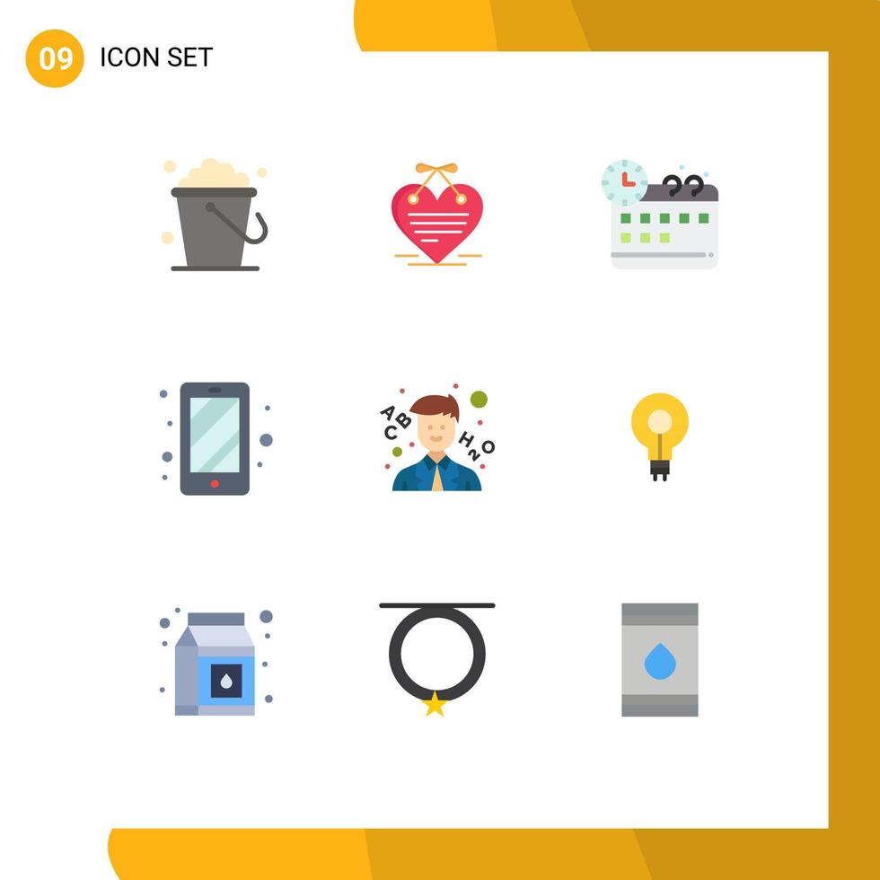 användare gränssnitt packa av 9 grundläggande platt färger av Glödlampa skola företags- lära sig smart telefon redigerbar vektor design element