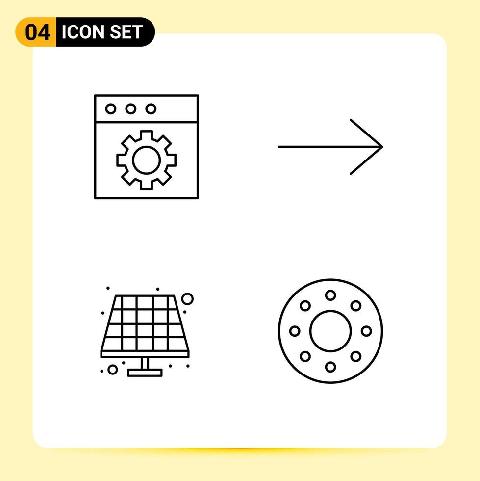 Line Pack mit 4 universellen Symbolen von App Donuts Pfeil Eco 92 bearbeitbare Vektordesign-Elemente vektor