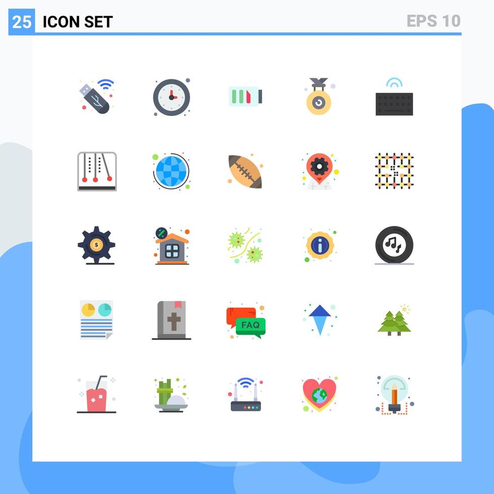 uppsättning av 25 vektor platt färger på rutnät för tangentbord vann avgift vinnare medalj redigerbar vektor design element