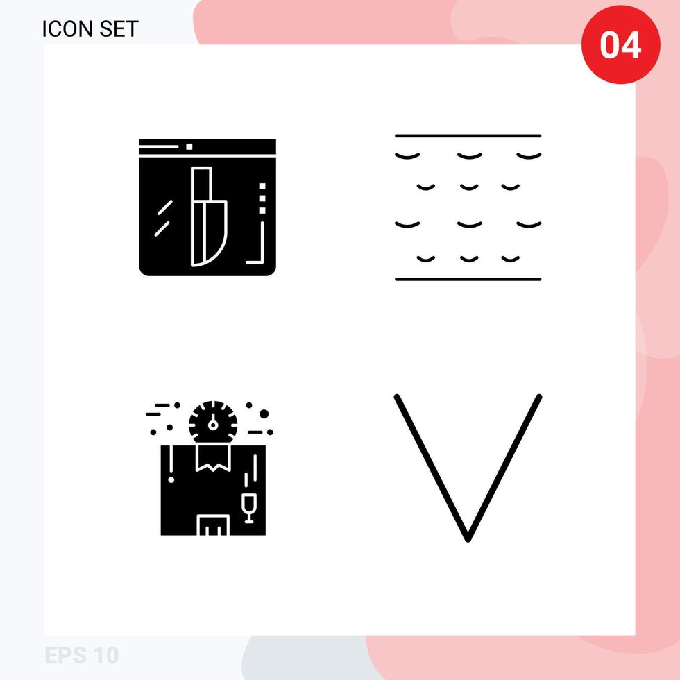 Packung mit 4 modernen soliden Glyphen Zeichen und Symbolen für Web-Printmedien wie Beweise Logistik Sicherheitswellen Zeit editierbare Vektordesign-Elemente vektor