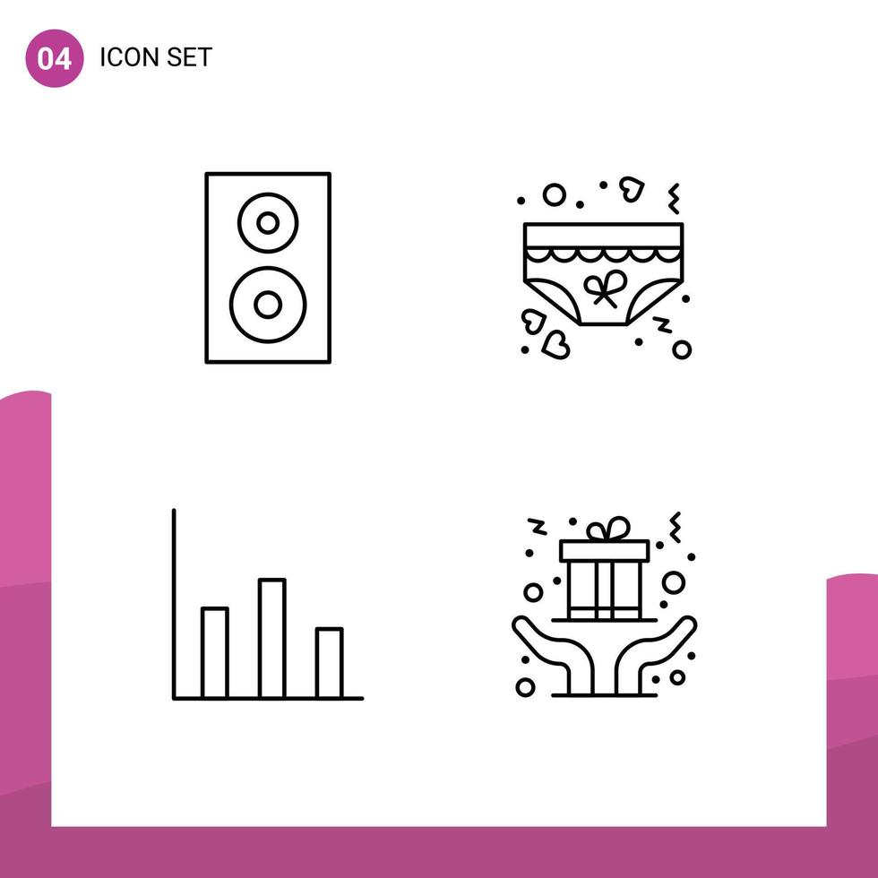 satz von 4 modernen ui symbolen symbole zeichen für geräte romantik sprecher liebe grafisch editierbare vektordesignelemente vektor