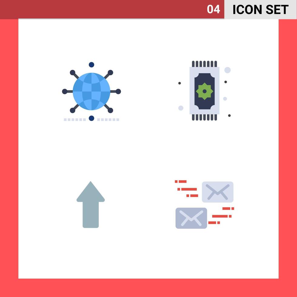 Flaches Symbolpaket mit 4 universellen Symbolen des Globus Eid Business beten Pfeile editierbare Vektordesign-Elemente vektor