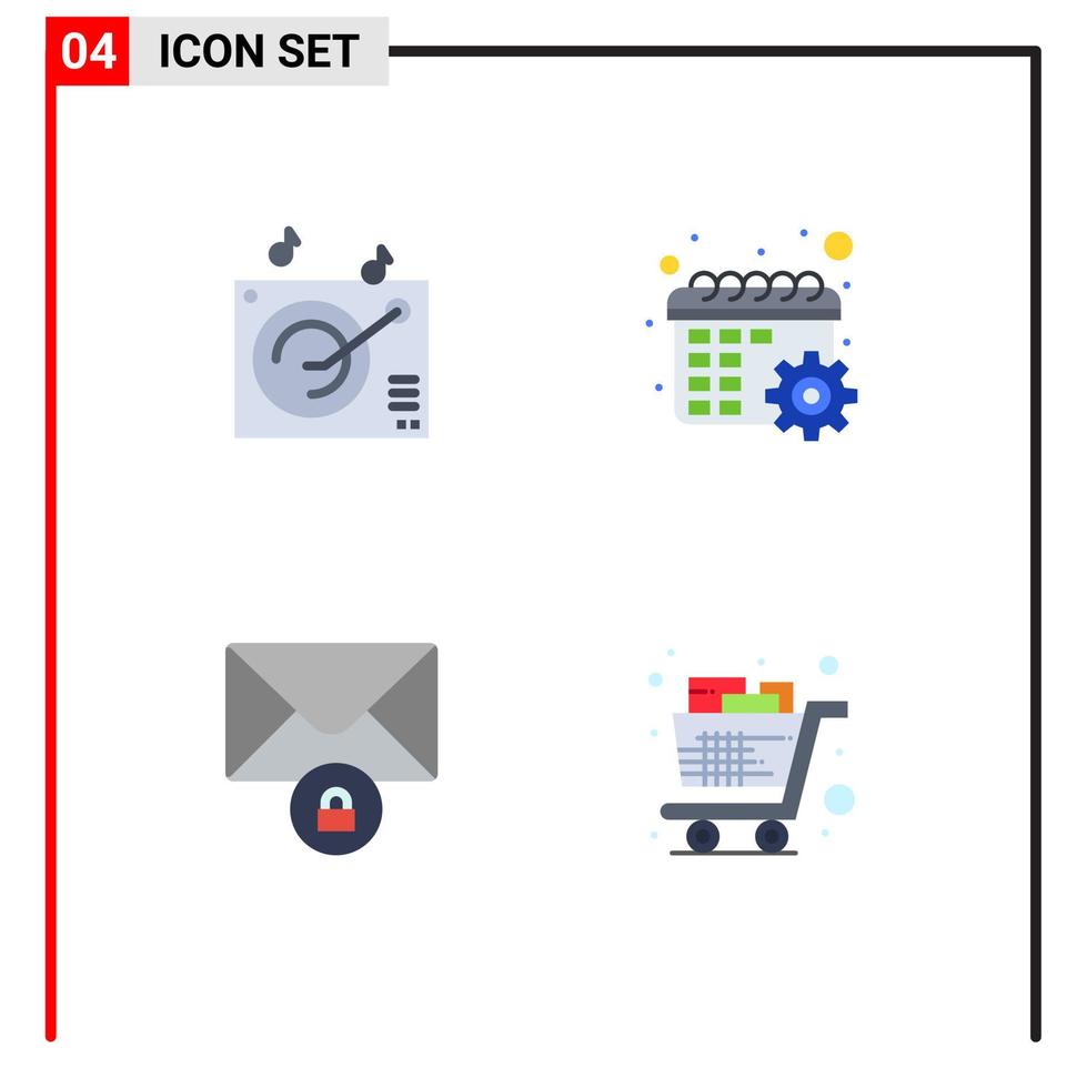 Aktienvektor-Icon-Paket mit 4 Zeilenzeichen und Symbolen für private Audio-Kalendereinstellungen, vollständig bearbeitbare Vektordesign-Elemente vektor