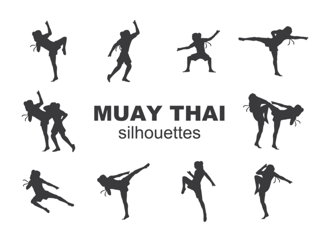 muay thai silhuetter vektor