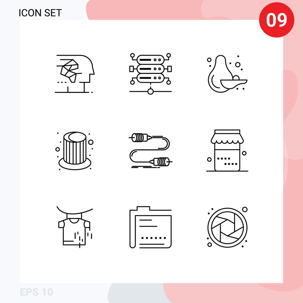 9 kreative Symbole moderne Zeichen und Symbole der Interaktion Buzz Food Cap hat editierbare Vektordesign-Elemente vektor