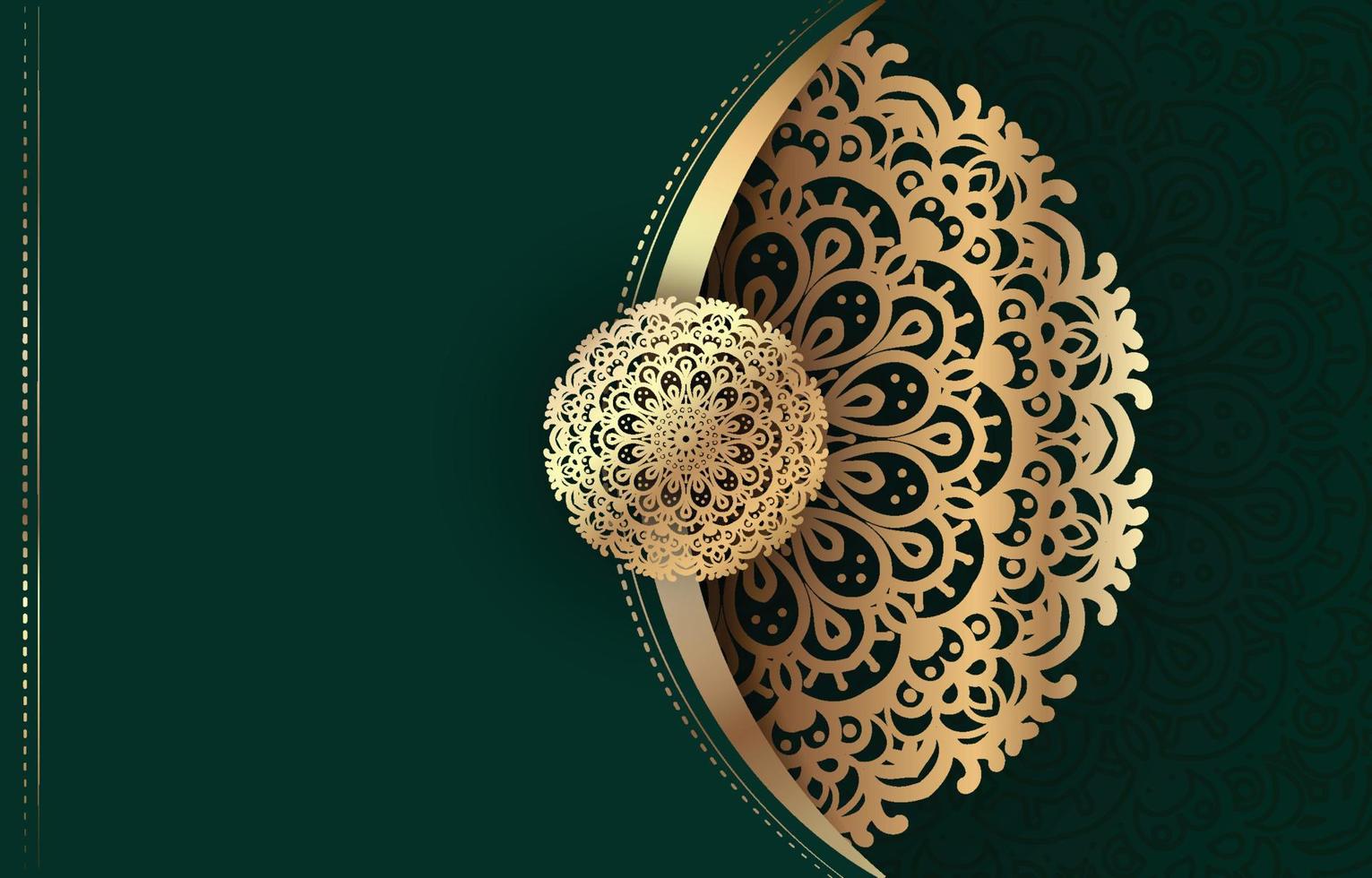 Luxus-Gold-Mandala im grünen Hintergrund vektor