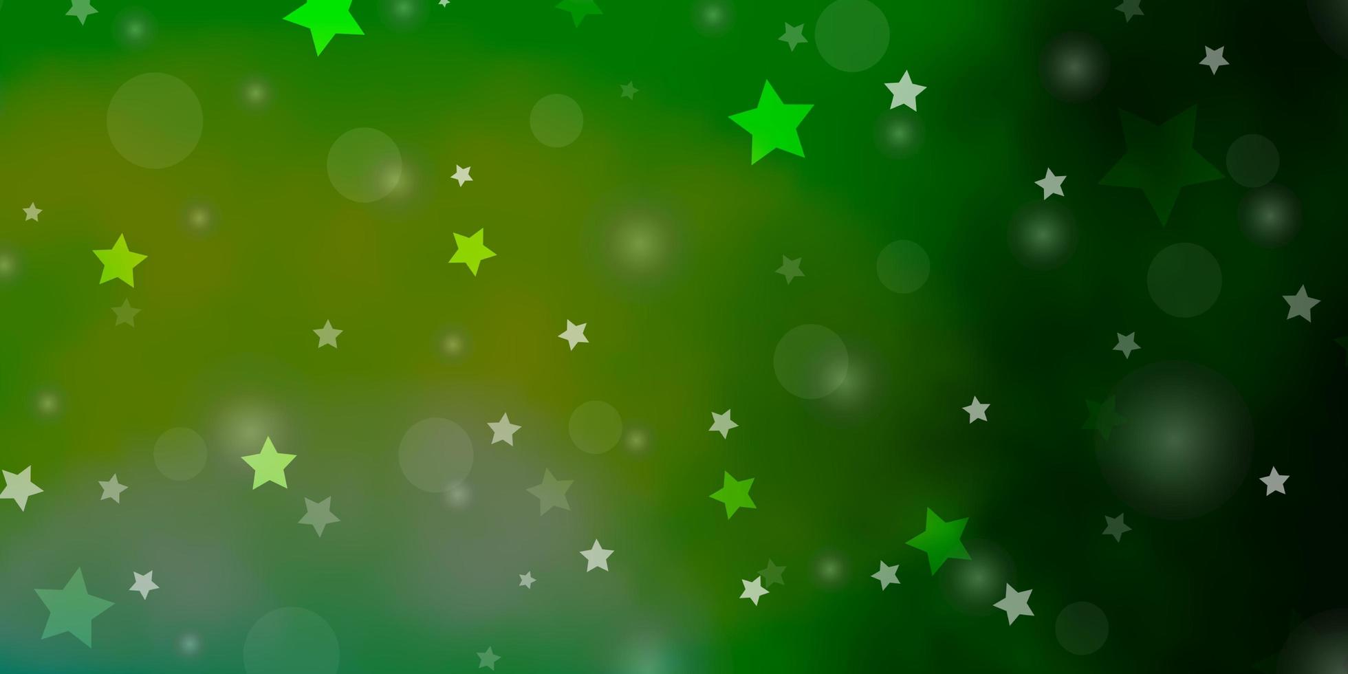ljusgrön bakgrund med cirklar, stjärnor. vektor