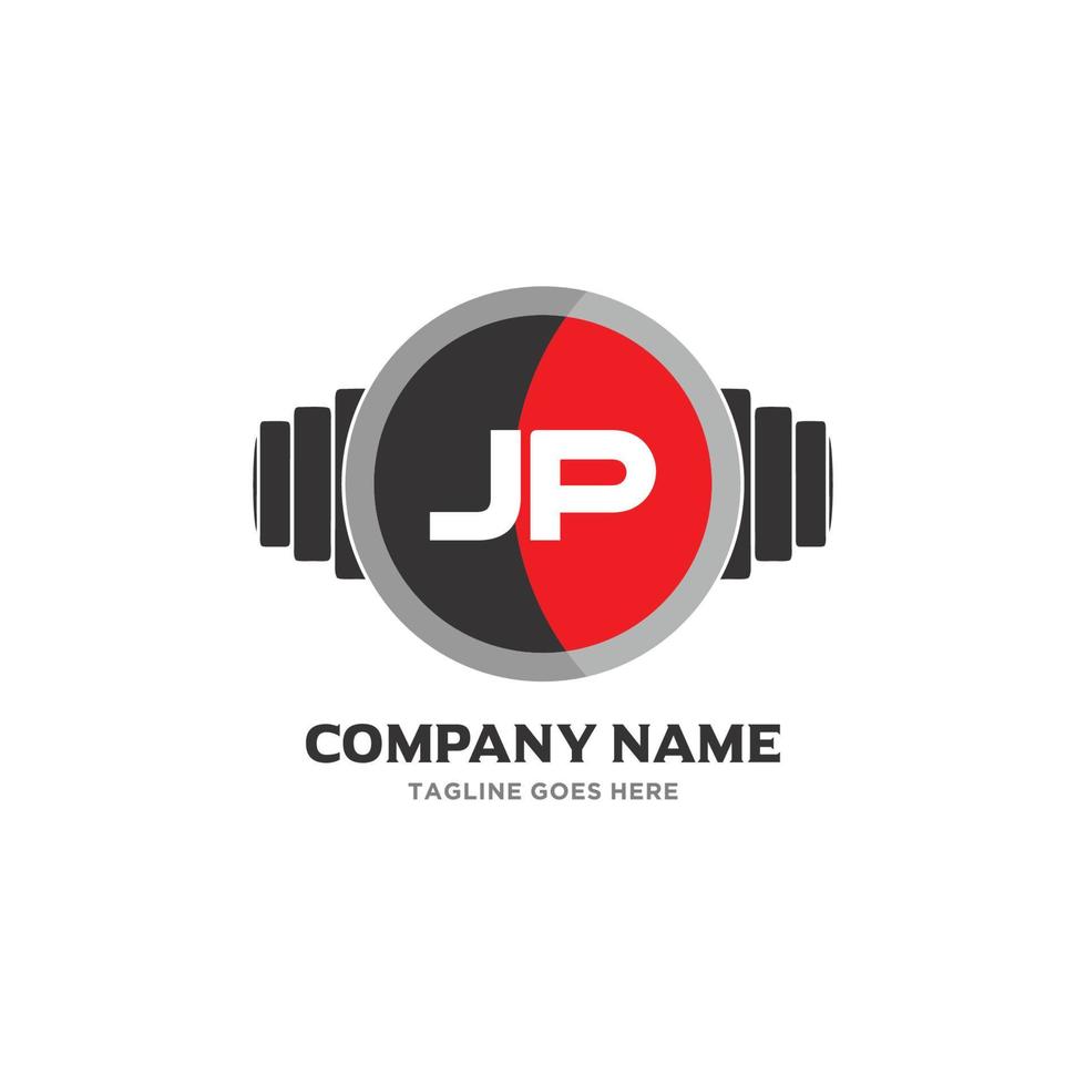 jp Brief Logo Design Symbol Fitness und Musik Vektorsymbol. vektor