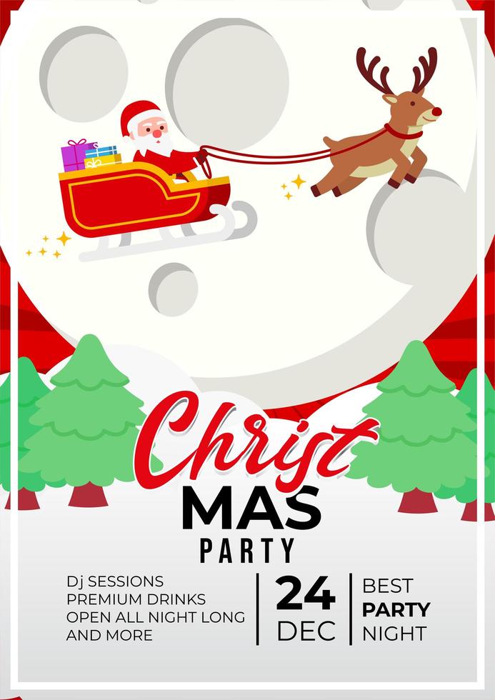 Weihnachtsfeier-Ereignisplakatdesign mit niedlichem Weihnachtsmann vektor