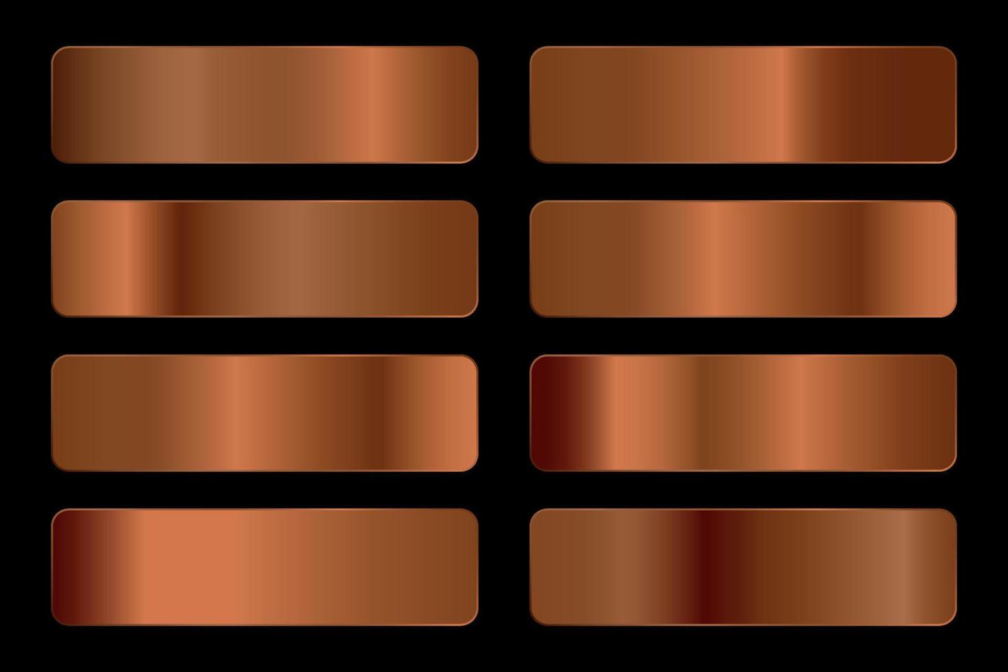 vektoruppsättning av guld- och bronsmetallgradienter. vektor