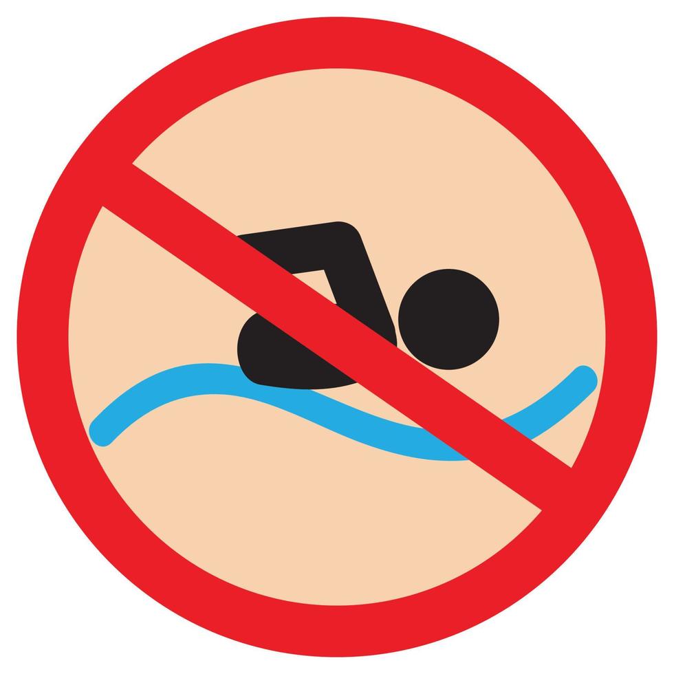 flaches Symbol nicht schwimmen vektor