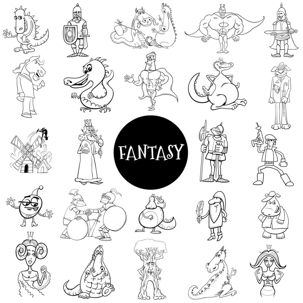 Fantasy- oder Märchenfiguren-Farbbuchseite vektor
