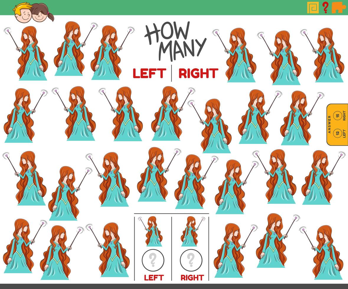 räknar vänster och höger bild av häxflicka vektor