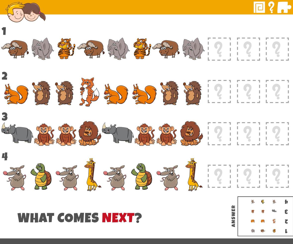 pedagogiskt mönster spel för barn med djur vektor