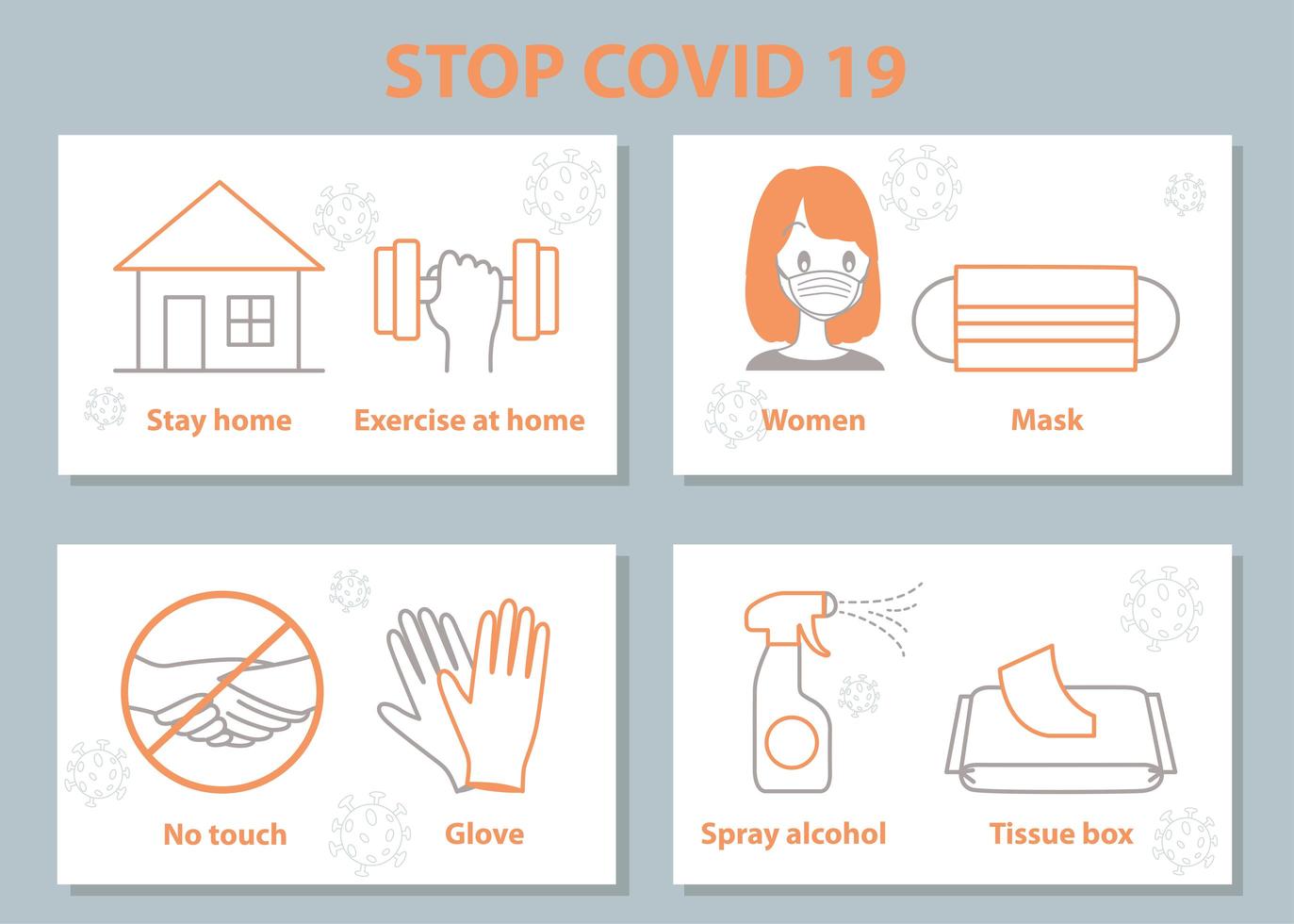 uppsättning av koronavirus covid-19 säkerhetsåtgärder vektor