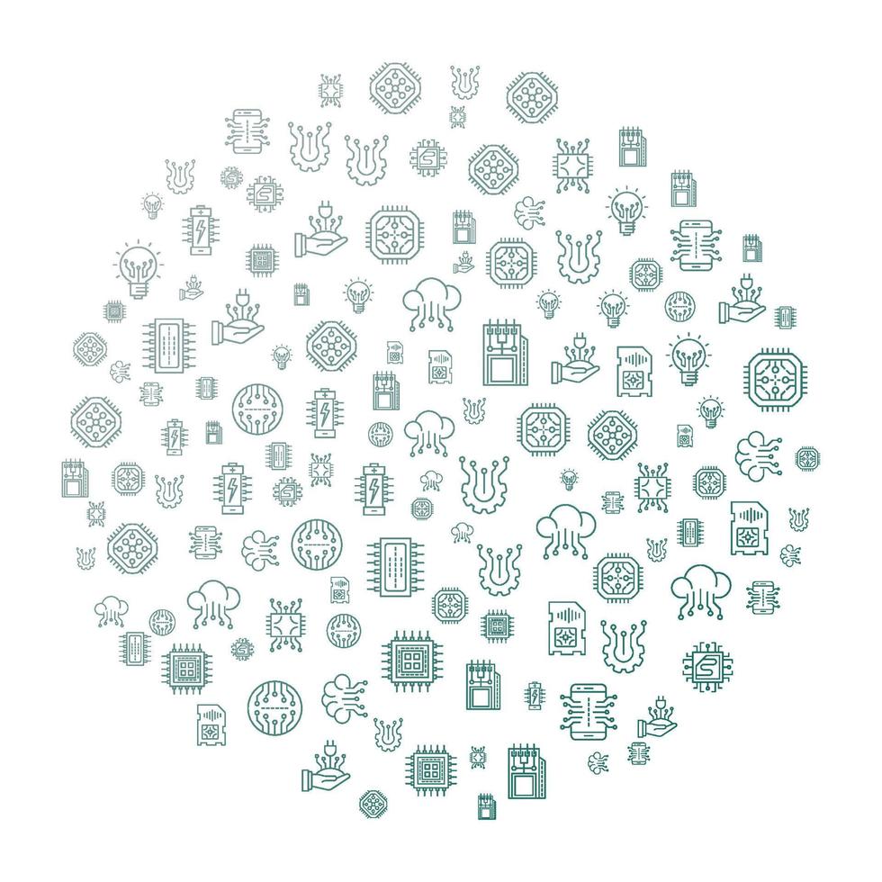 elektronikkonzept im kreis mit sauberen und einfachen symbolen, infografische idee zur herstellung kreativer produkte. Vorlage für Website-Banner, Flyer und Poster. vektor