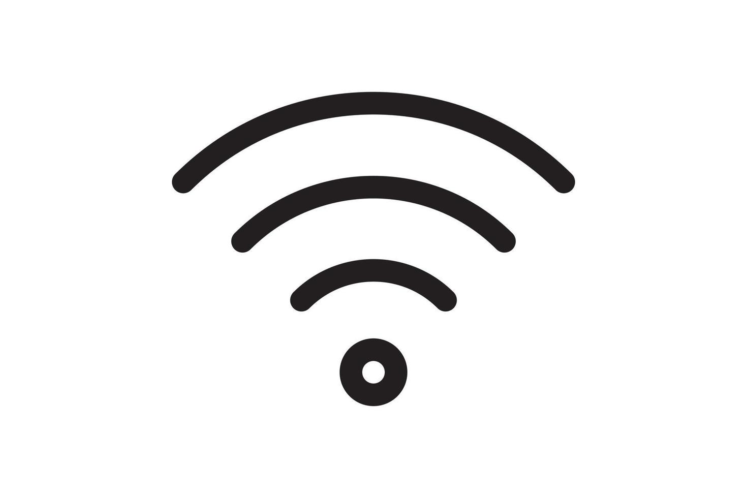 Wi-Fi-Symbolsignalverbindung. Vektor drahtloses Internet-Technologie-Zeichen. WLAN-Netzwerk-Kommunikationssymbol.