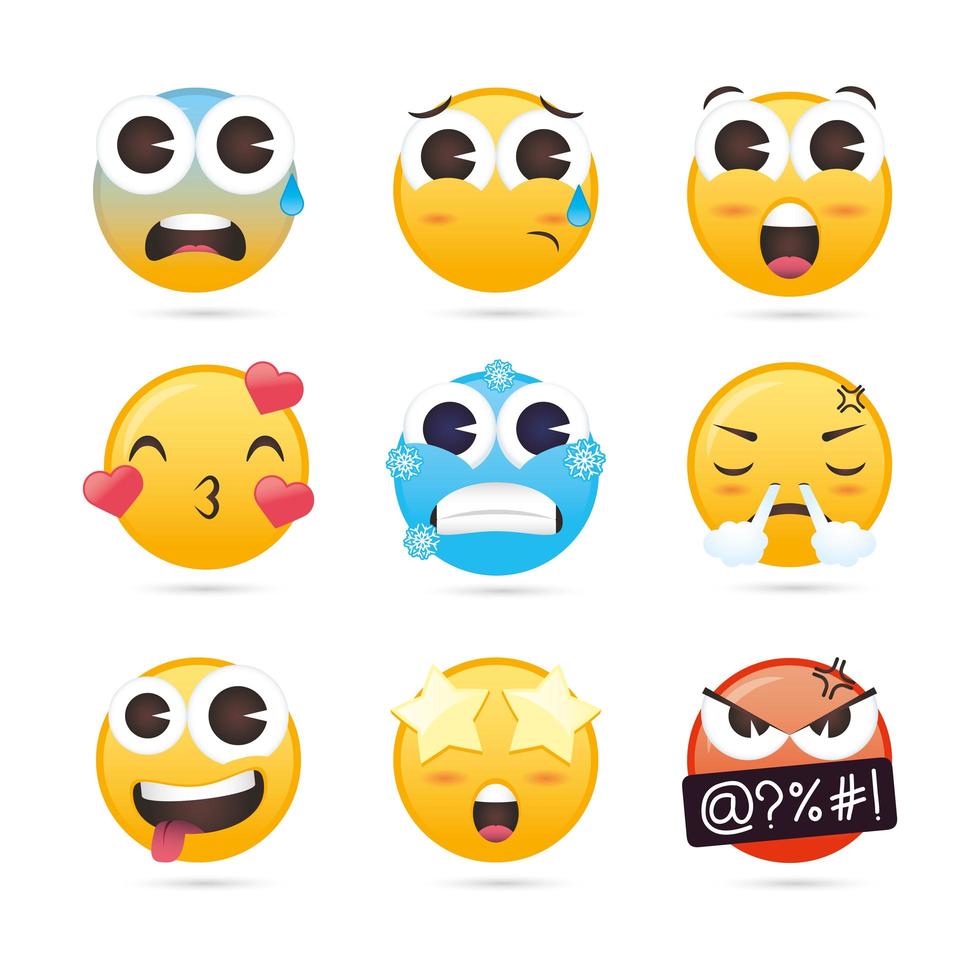 söt emoji-samling vektor